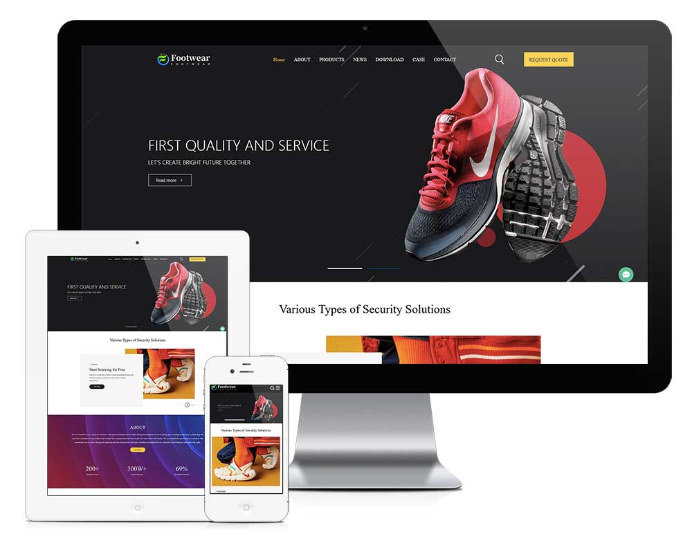 响应式鞋业外贸企业网站模板